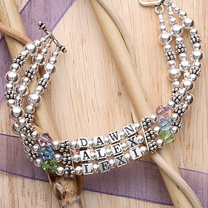 Personalized My Kids Swarovski Crystal Multi-Strand Bracelet - 3 Names