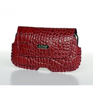 Crocodile Embossed Red Leather Lateral Case for iPhone 2G & 3G/3Gs by Prima