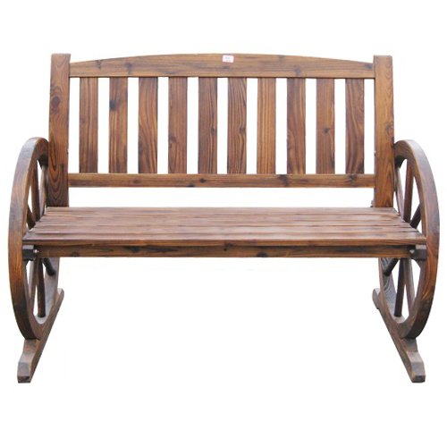 WOODEN GARDEN BENCH SEAT BURNT WOOD SEATER OUTDOOR PARK PATIO CONSERVATORY 2 3