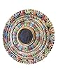 Indian Chakra Wall Mirror Painted Table, Round Hand Carved India