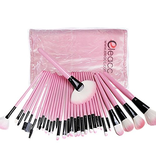 Eleacc 32pcs pink professional make up brushes set cosm…