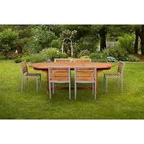 Big Sale Caluco Teak and Aluminum 7 Pc Dining Set