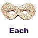 White Glitter Masquerade Mask with Gold Swirls and Elastic Band