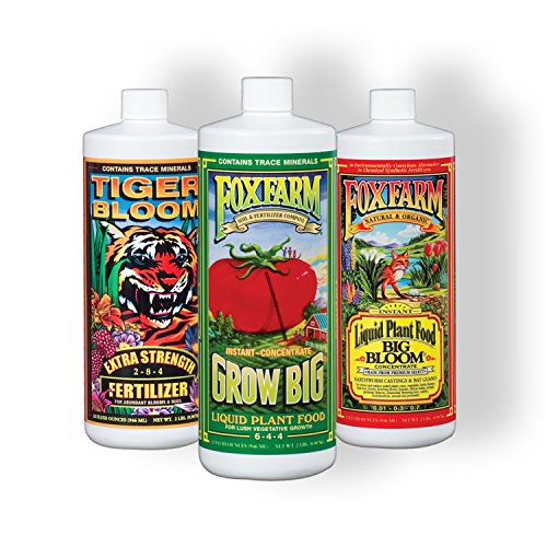 Fox Farm Soil Trio Nutrients Bundle Big Bloom Grow Big Tiger Bloom Quart 32 oz canaspes61