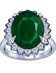 14K White Gold Oval Cut Emerald Ring With Sidestones (GIA Certificate)