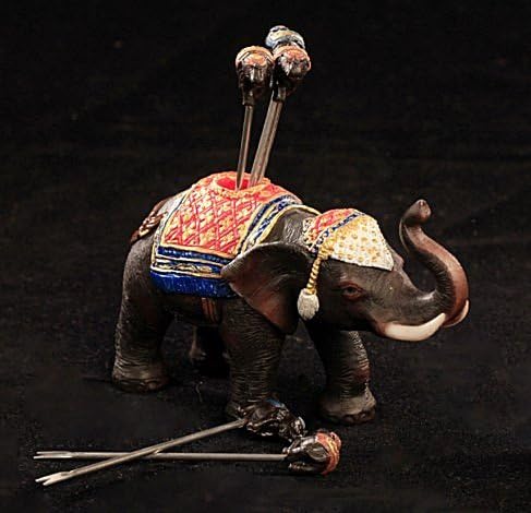 Thai Thai Elephant fork dip fruit made from resin combination marble and Thai painting form gold leaf.