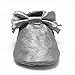 SAYOYO Baby Silver Bow Tassels Soft Sole Leather Infant Toddler Prewalker Shoes (Silver, 12-18 Months)