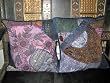 2 Khakhi Gujrati Embroidered Sari Toss Pillow Cushion Covers