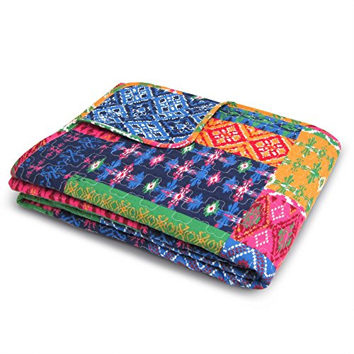 Lush Decor Misha Throw Blanket, 60 x 50", Fuchsia/Navy