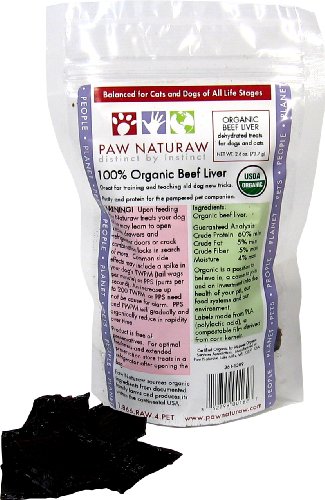 Paw Naturaw Organic Beef Liver Treats for Dogs and Cats, 2.6-Ounce Pouches (Pack of 4)