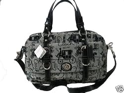 Coach Horse & Carriage Black White Signature Satchel Bag 14035