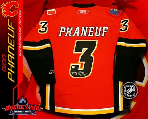 Dion Phaneuf Autographed/Hand Signed Calgary Flames Red Reebok Premier Jersey