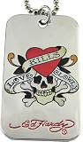 Ed Hardy LOVE KILLS SLOWLY Dog Tag Pendant Necklace ~ in Ed Hardy Pouch