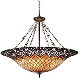 Quoizel TF1901VB Adriana 1 Light Pendant, Vintage Bronze with Tiffany Glass Shade