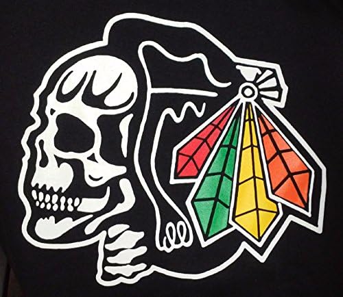 Black Hawks Glow in the Dark Skull Adult Short Sleeve T-Shirt (Black, XX-Large (2XL))