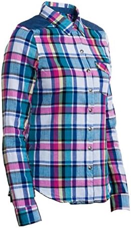 UBTREND Trendy Check Denim Button Down Blouse Small blue