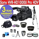 Sony HVR-HD1000U Professional Digital HDV Camcorder + .45x Wide Angle Lens + 2X Telephoto Zoom Lens + +1, +2, +4, +10 4 Piece Close Up Macro Kit + 3 Piece Multi-Coated Glass Filter Kit + Extra High Capacity Li-Ion Battery + Premier Video Light + Deluxe Padded Camcorder Bag + 62