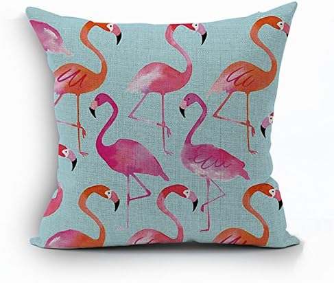 FairyPark Pillow Case Cushion Cover Flamingo Animal Linen/Cotton Sofa Chair Seat Throw Pillow Cover 18X18 Inches Decorative Pillows Perfect Pillow Cover