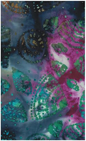 Java Block Printed (Tjap Stamped) Tropical Fish and Sea Shells on Jewel Tone Mardigras Mottled Bali Tie Dye (Ikat) Batik Gradation ~ HALF YARD ~ #2910 Quilt 100% Cotton 44" Wide