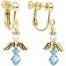 Handmade March Birthstone Angel Gold Plated Clip On Earrings MADE WITH SWAROVSKI ELEMENTS
