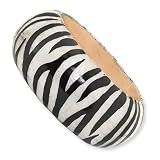 White Wood Aster & Laminated Capiz Shell Zebra Print 70mm Bangle