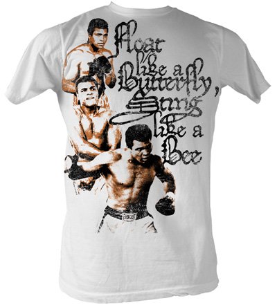 Muhammad Ali T-shirt - 3 Poses Adult White Tee Shirt