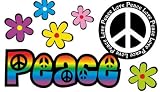 Produkt-Bild: Autoaufkleber, Blumendesign: Love and Peace 03 Rainbow Style