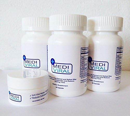 3 bottles MediViral Extra Strength Herpes Daily Supplement and Topical Cream