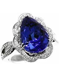 18K White Gold Tanzanite and Diamond Ring -- LIFETIME WARRANTY