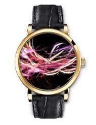 SPRAWL Aanalog Fashion Series Gold Ladies Watches of Genuine Black Leather Strap,Unique Wrist Watch for Women Girls Designed with Disordered colored feathers on black background