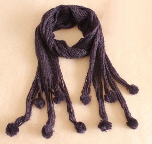 （サウス・ジュン）South JUN　マフラー　肩掛け　ふわふわ　ボンボン（パープル）