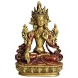 Red-Gold Stone Casted White Tara Statue