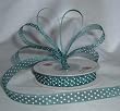 Organza Polka Dot Ribbon -3/8"- Green/White Dots - 25 Yards (75 Ft)