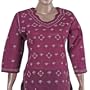 Womens Blouse Cotton Long Sleeve Top Shirt Chikan Embroidery Size M (ctop486)