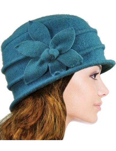 Dahlia Women's Daisy Flower Wool Cloche Bucket Hat