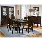 Moxi 7 Piece Rectangular Leg Dining Room Set with Block Chairs in Java