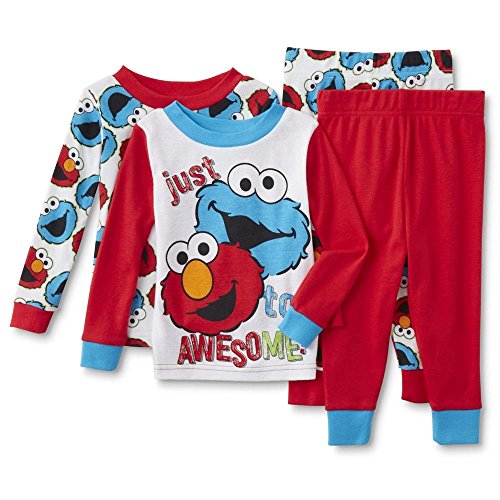 Sesame Street Toddler Pajamas, 2 pk 4 pc Set Elmo & Cookie Monster