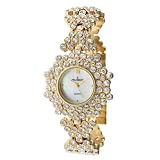 Peugeot Womens 7029G Gold-Tone Swarovski? Crys