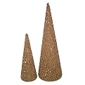 Glitter Tabletop Tree Set of 2 - Gold (5.25x16" and 3.5x10")