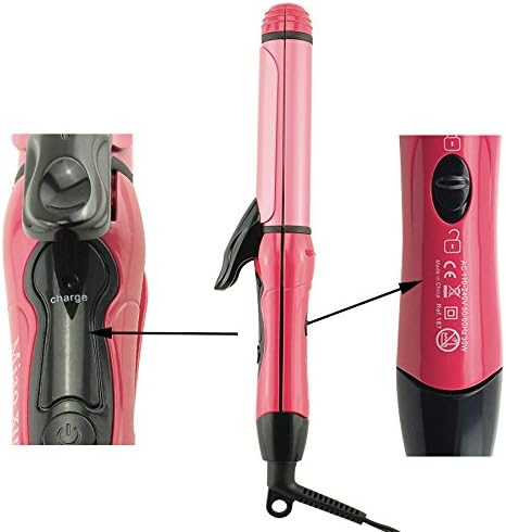 icarekit US Plug 2 in 1 - Hot Hair Iron Ceramic Curling Iron (Red)