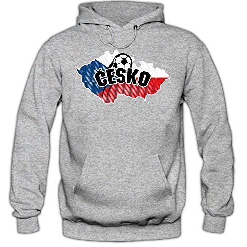 Tschechien EM 2016 #1 Hoody | Fußball | Herren | Trikot | Nationalmannschaft, Farbe:Graumeliert (Greymelange F421);Größe:M