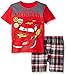Disney Boys' 2 Piece Cars Lightening McQueen Screened Patches To Plaid Short
