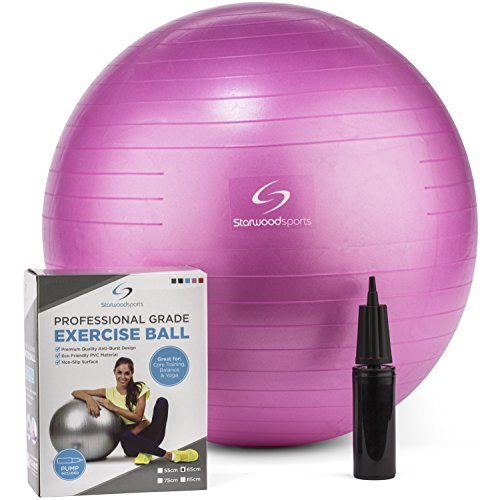Exercise Ball - Yoga Swiss Ball with Hand Pump - Gym Quality Fitness Ball for Women and Men - Lifetime Guarantee (Pink - 65 cm ) Exercise Ball - Yoga Swiss Ball with Hand Pump - Gym Quality Fitness Ball for Women and Men - Lifetime Guarantee (Pink - 65 cm )