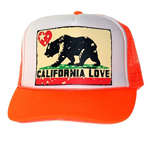 California Love Flag Snapback Mesh Truckers Cap Neon Assorted Colors