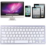 HDE Mini Aluminum Bluetooth 3.0 Wireless Multimedia Keyboard for Windows PC Mac iOS Phone Tablet iPad (Silver)