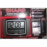 Sharp SPC900GM Stainless Steel & Black Atomic Wall Clock with Outdoor Temperature