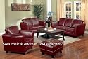2pc Sofa & Loveseat Set Contemporary Red Bycast Leather