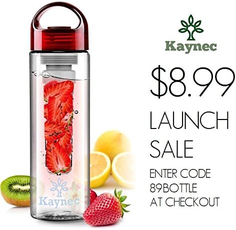 LAUNCH SALE! Limited Time Only! Fruit Infused Water Bottle (25oz) By Kaynec - Create Fresh, Healthy, Naturally Flavored Water with Ingredients YOU Select. The New Fun & Healthy Way to Enjoy Your Daily Water. Made with BPA-Free, Premium Tritan Material. [Easy Carrying Handle and Leak Proof] Get This Stylish Infuser Bottle and Start Living Healthy!