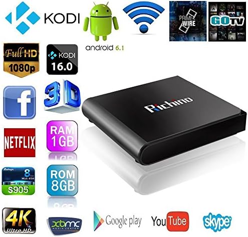 2016 Newest Richino I9X Android 6.1 KODI 16.0 Amlogic S905X Quad-Core 1GB+8GB Fully Loaded TV Box 3D,4K, H.265, OTT TV, IPTV Streaming Media Player