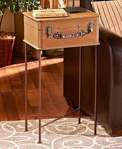 Rustic Vintage Style Suitcase Storage Side Accent Table Antique Brown NEW